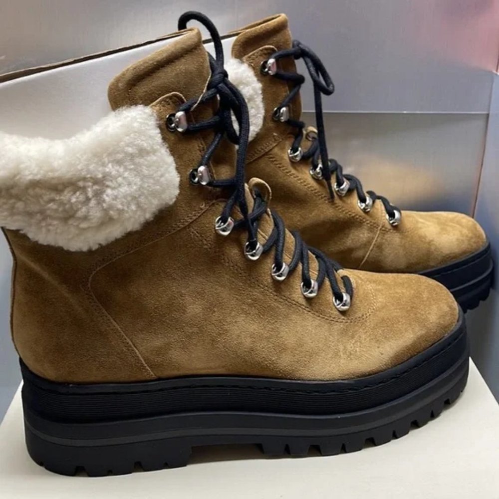 BNIB MARC FISHER LTD PIERSON LUG SOLE BOOTIE TAN 5.5 - Picture 6 of 9